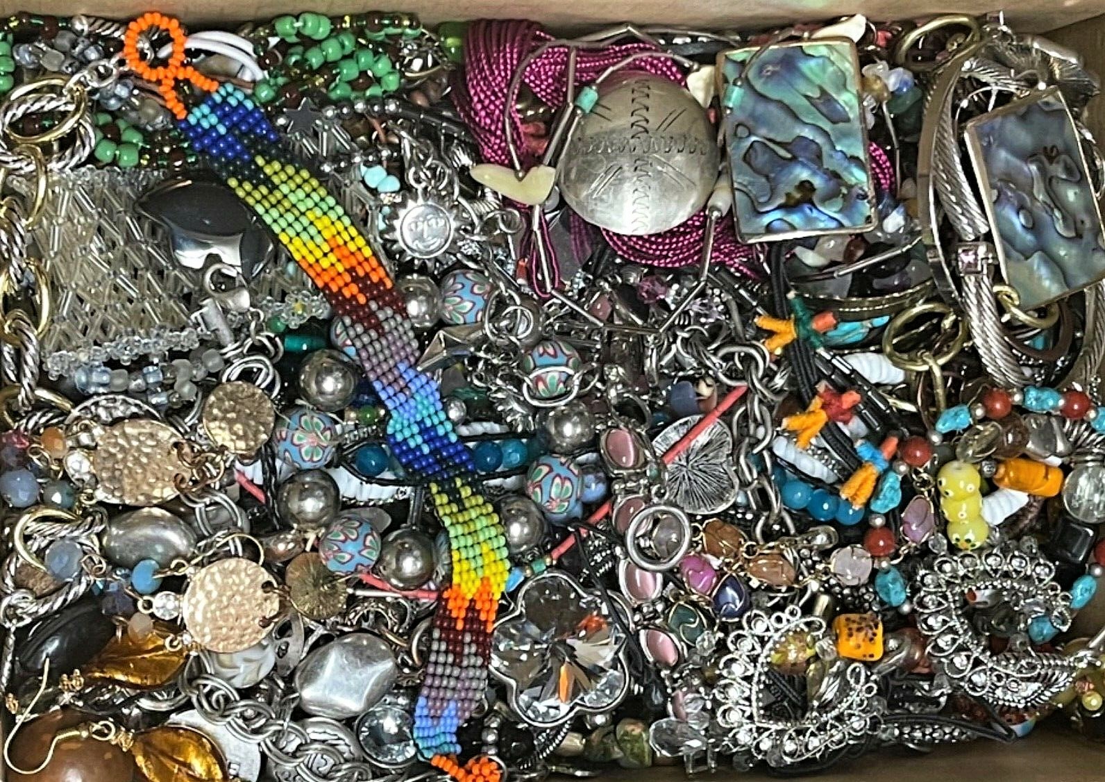Huge Jewelry Hunt Lot 3 LBS Unsearched Unsorted Piece Parts Tangles Rhinestone +