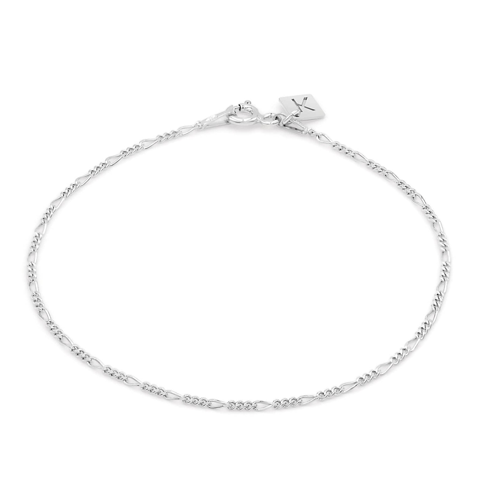 KEZEF Sterling Silver Figaro Chain | Fine Diamond 10 Inches,