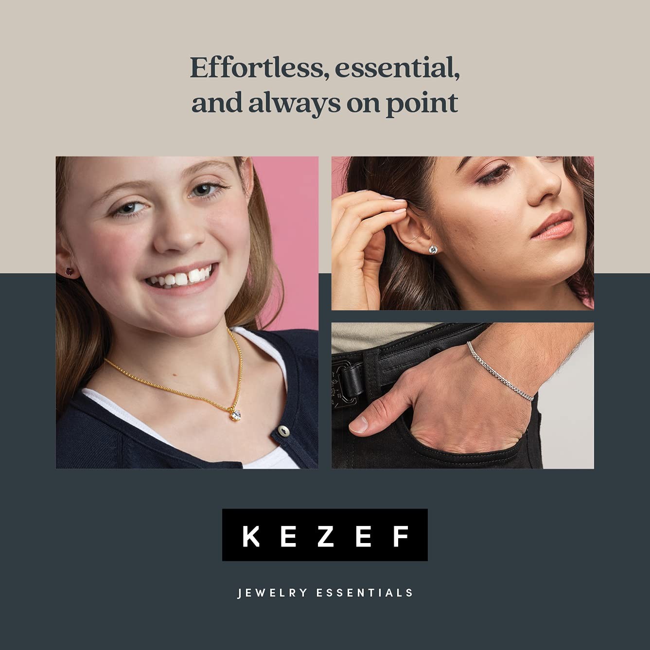 KEZEF Sterling Silver Figaro Chain | Fine Diamond 10 Inches,