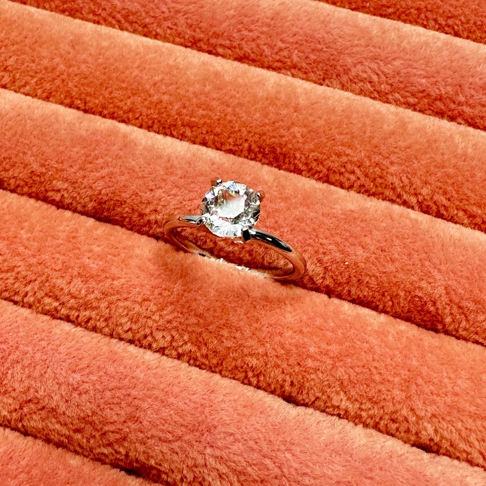 Classic Round Brilliant Solitaire Ring Silver Tone Faux Diamond Minimalist Sz 7