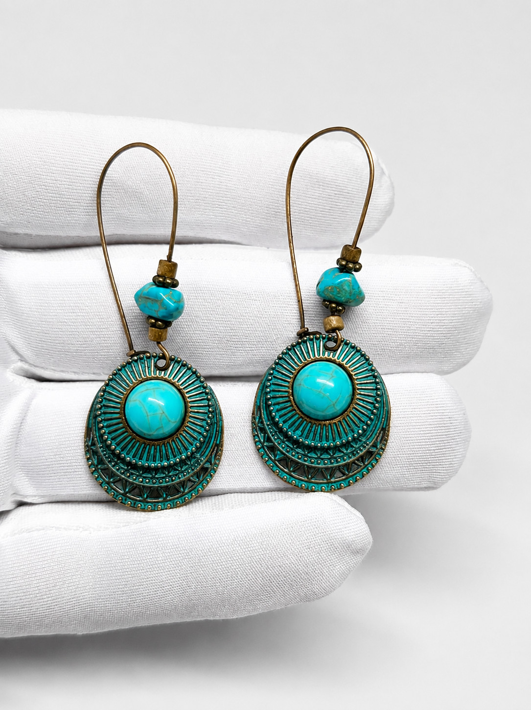 Vintage Boho Style Dangle Drop Earrings With Turquoise For Women Fashion Jewelry