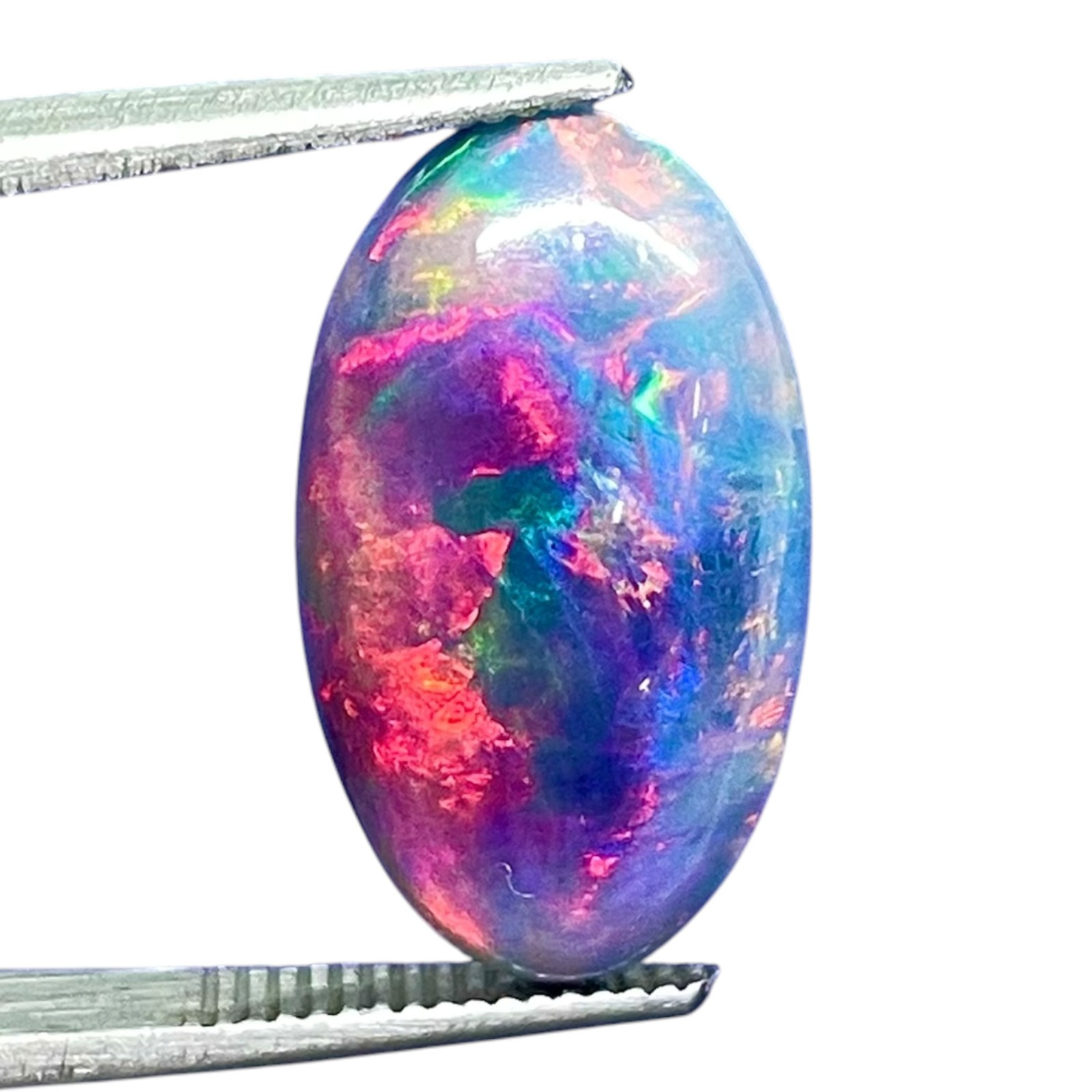 3.38 Cts Natural Black Opal 18x10mm Oval Cabochon Multi Fire Loose Gemstone