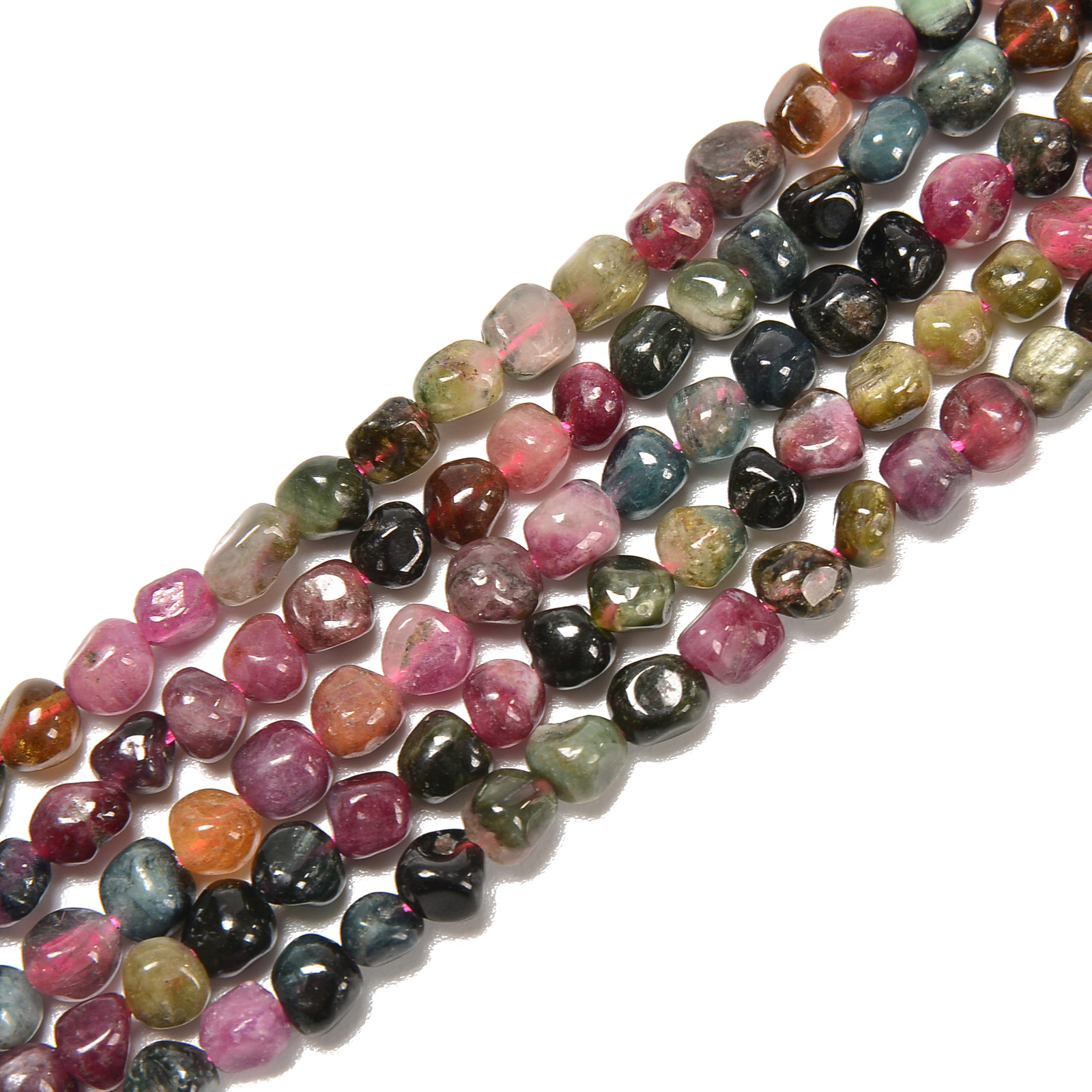 Natural Genuine Multi Color Tourmaline Nugget Beads Size 4-6mm 15.5″ Strand