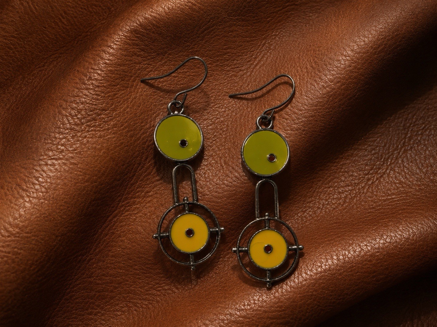 Free People Geometric Silver Earrings Museum Modern Art VTG Boho Retro Abstract