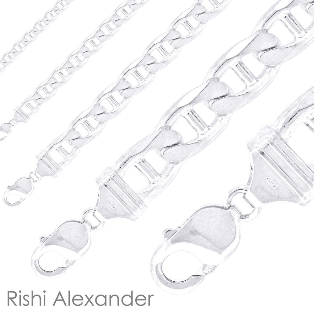 Real Solid 925 Sterling Silver Mens Mariner Chain Link Bracelet or Necklace