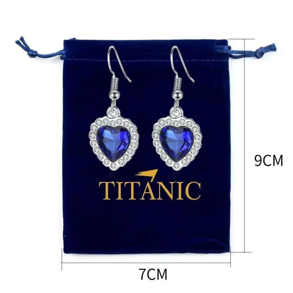 Titanic Heart Of the Ocean Women Blue Crystal Necklace with Luxury Velvet Bag