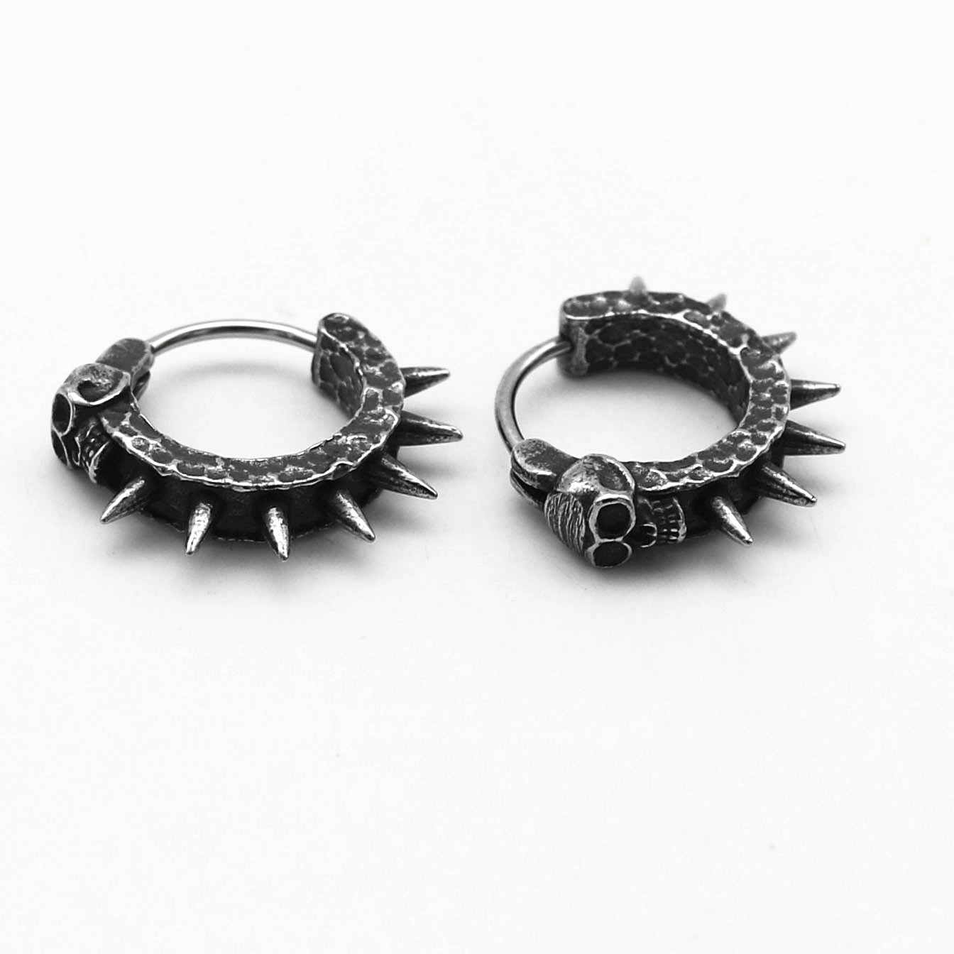 Punk Skull Long Tassel 316L Stainless Steel Earrings-Vintage Gothic Easy-Clasp