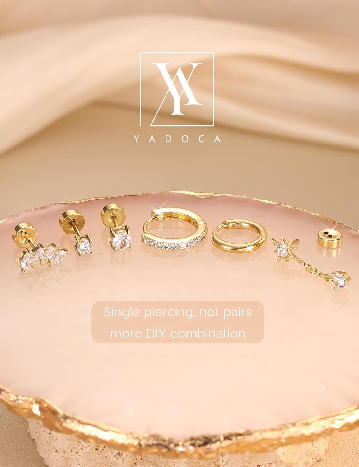 YADOCA 20G Helix Piercing Jewelry Flat back 20G=0.8MM, 14k Gold Plated