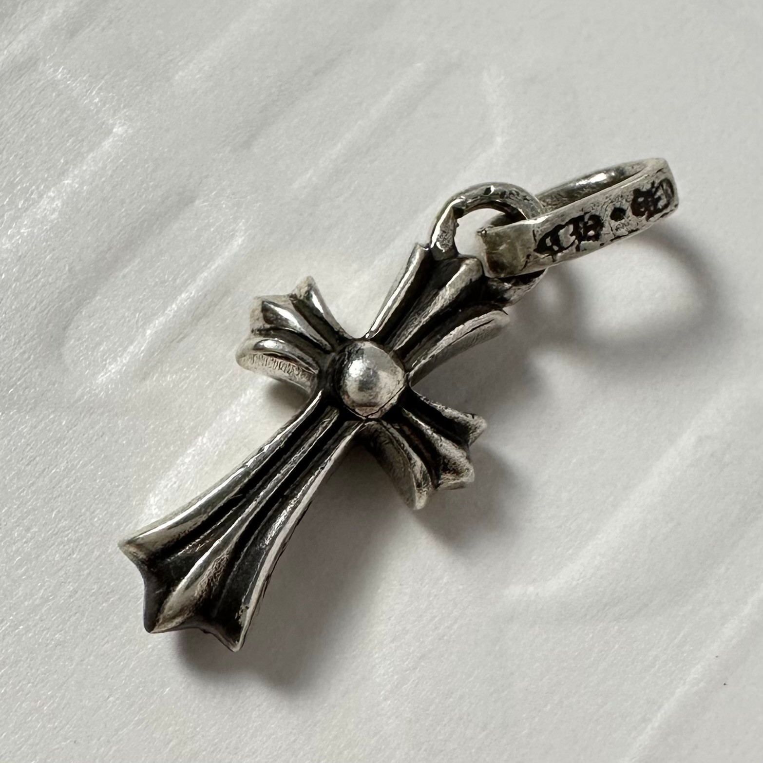 Authentic Chrome Hearts Single Ruby Baby Fat Cross Charm 925 Sterling Silver