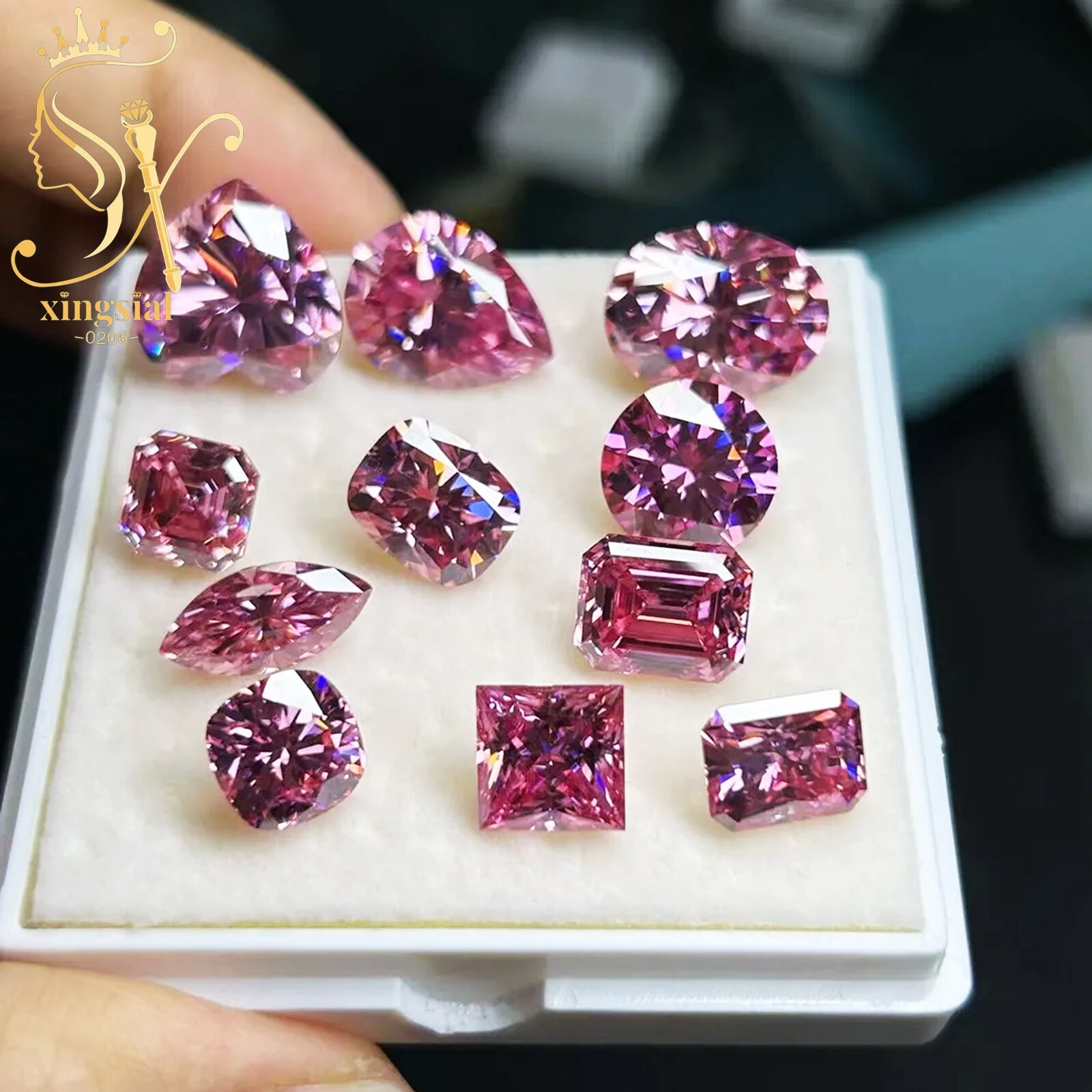 0.1CT~5.0CT Pink Color Moissanite Loose Stone Fancy Cut GRA Certificate Gemstone