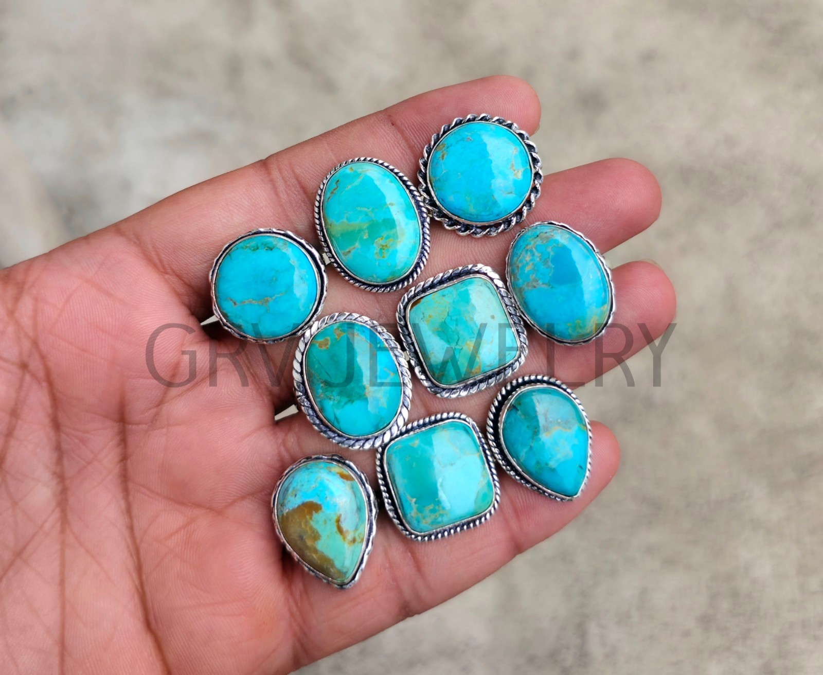 1-500 Pcs Chrysoprase In Wholesale Stone Rings Lot Bulk: Silver Plated Whr-80