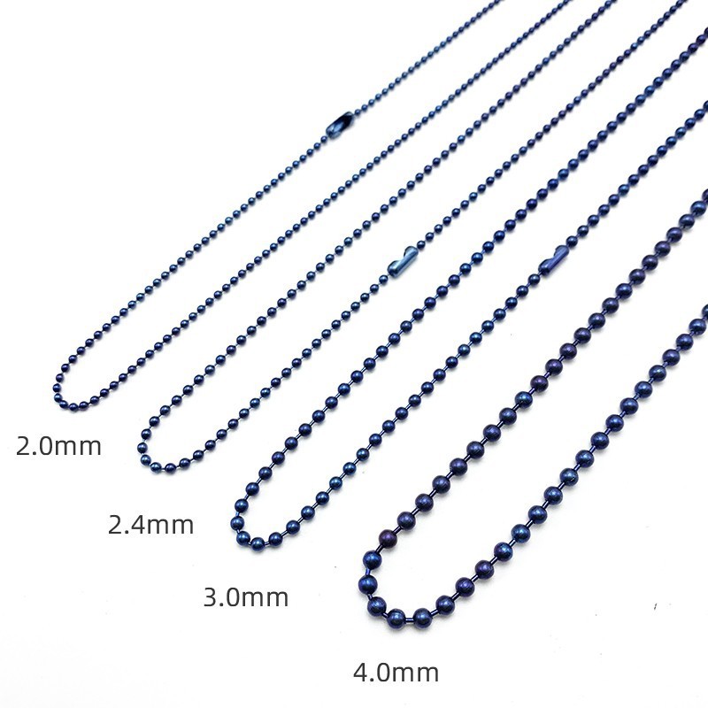 2mm 2.4mm 3mm 4mm Titanium Ball Beads Chain Necklace Anti-allergy 25.6” Stylish