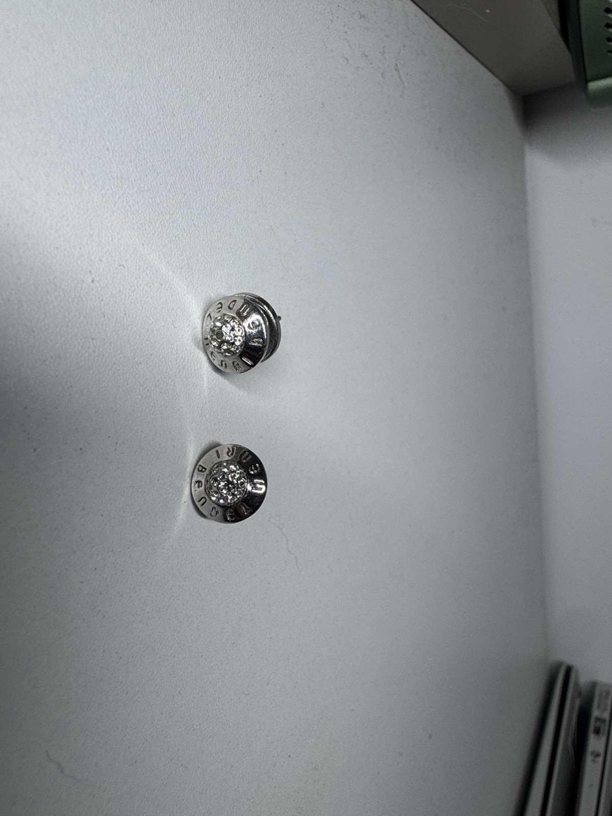 Henri Bendel Silver Stud Earrings with Crystal Center