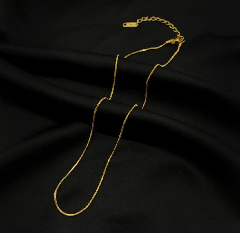 1.0/1.2mm Stainless Steel Ornament Thin Round Snake Link Chain Necklace 16+2″ AG