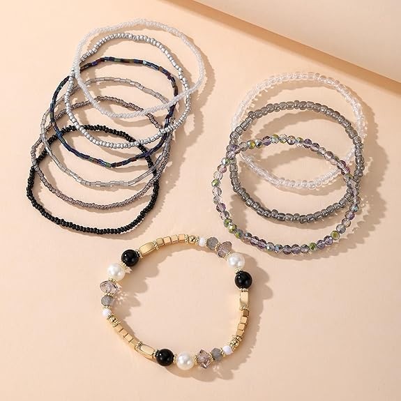 Hippie Beaded Bracelets for Women Trendy Stacks Boho Bead Bracelet Pack Festival