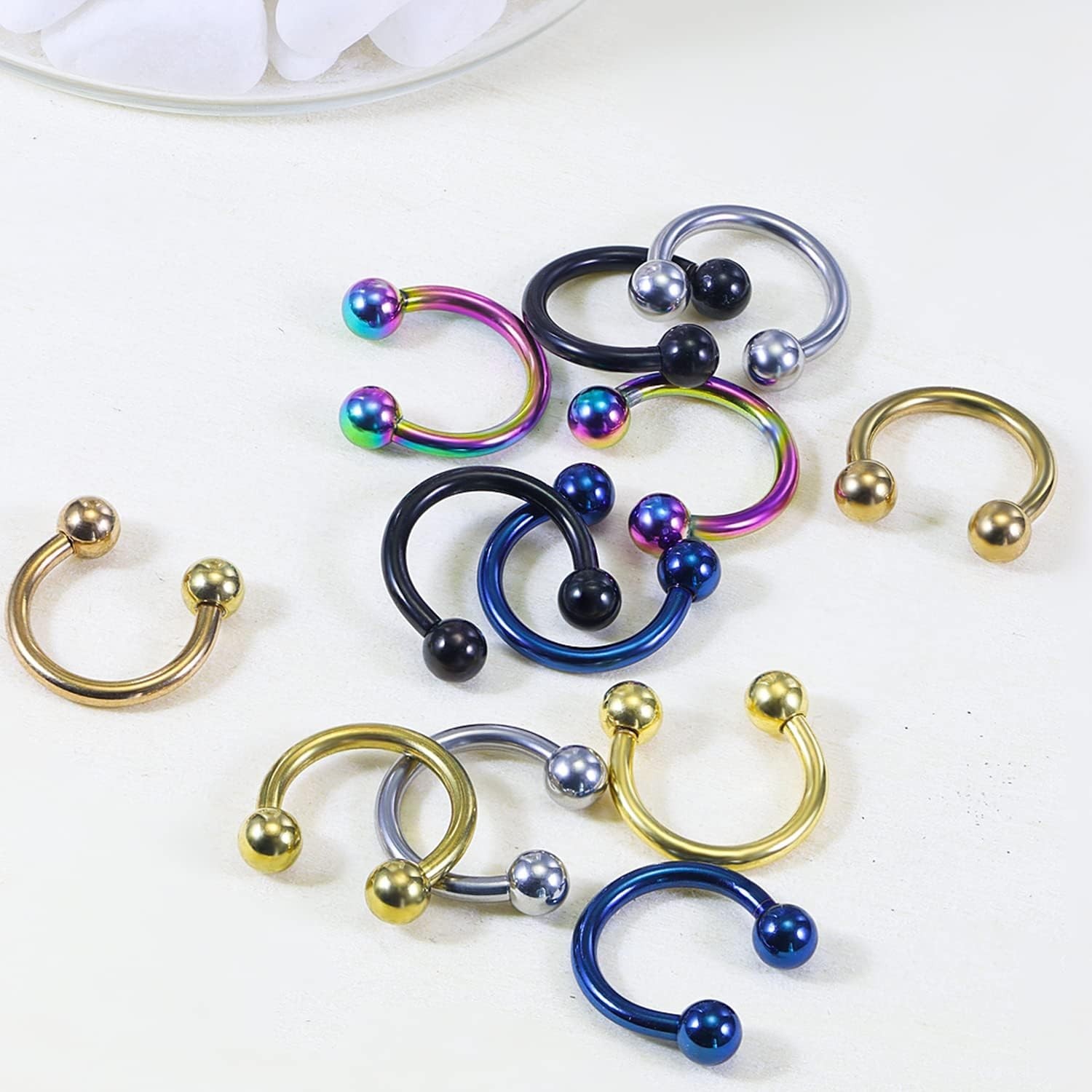 14G Septum Nose Rings Eyebrow lip Rings Lobe Earrings Hoop 316L Surgical Stee…