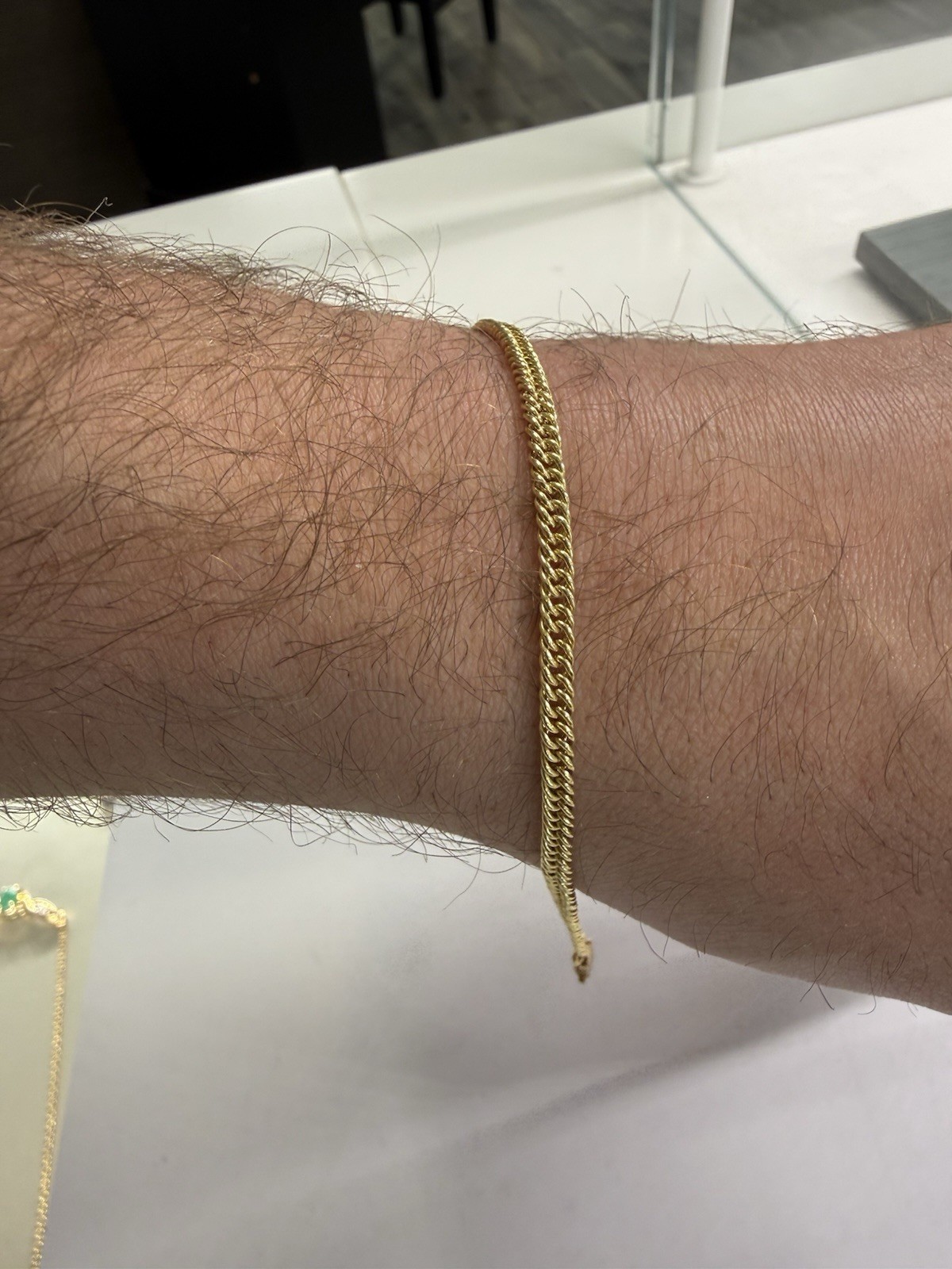 Yellow Gold Double Curb Link Bracelet 9” 3MM- 18KT (Hollow)