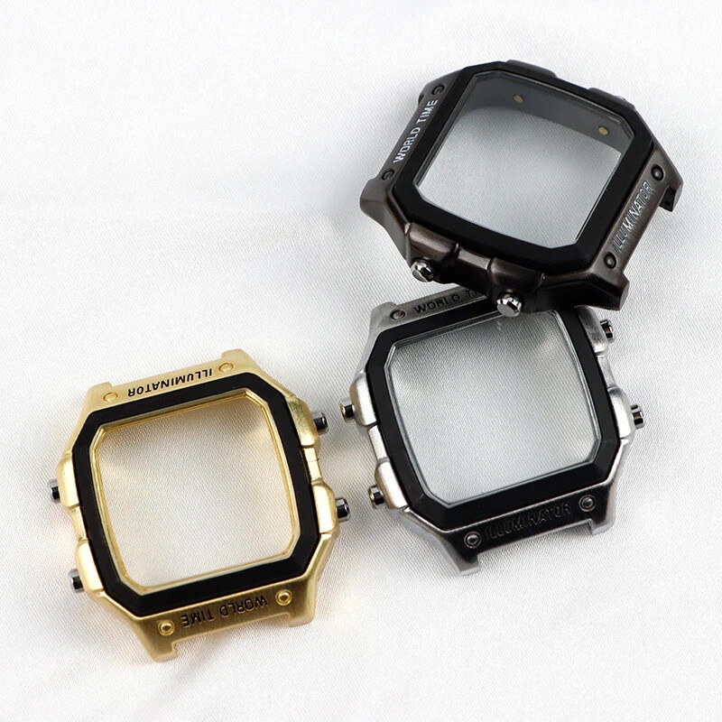 Metal Watch Strap + Modified Stainless Steel Case Cover For Casio AE1200 AE1300
