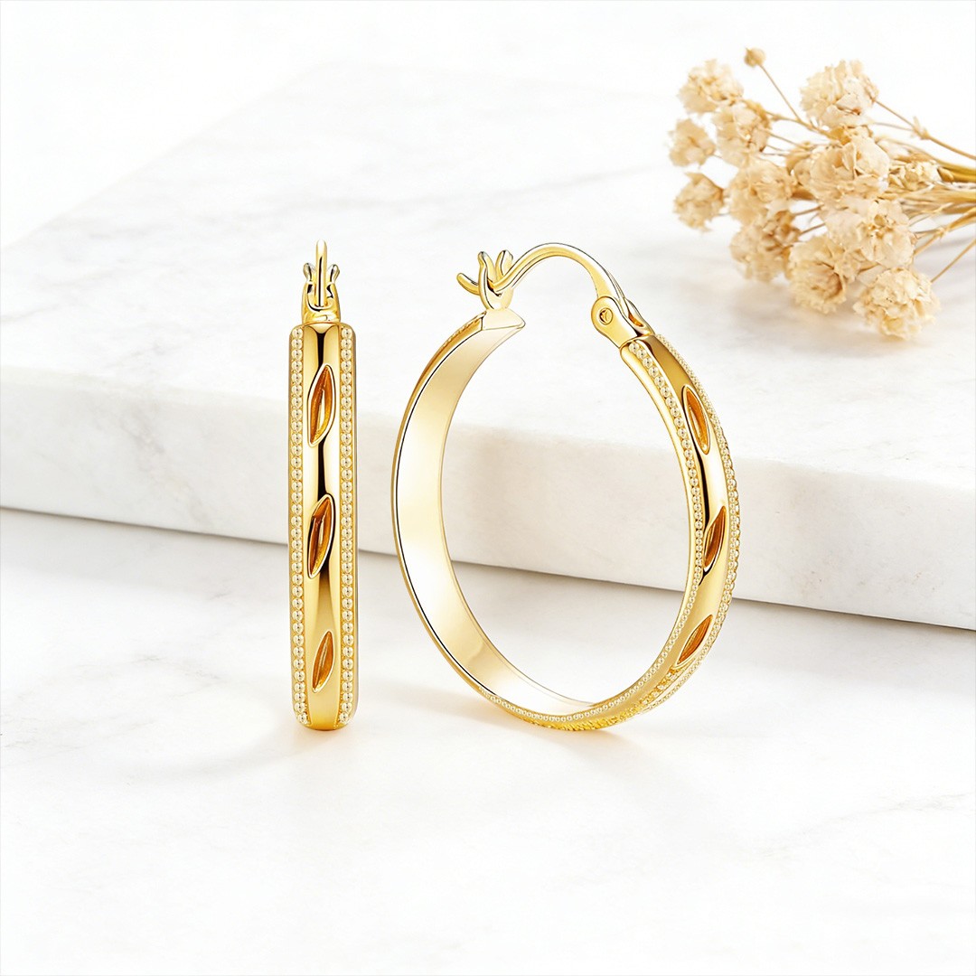 14k Gold Hoop Earrings Large Chunky Hoop Earring Women Hoops Earring 20/25/30MM