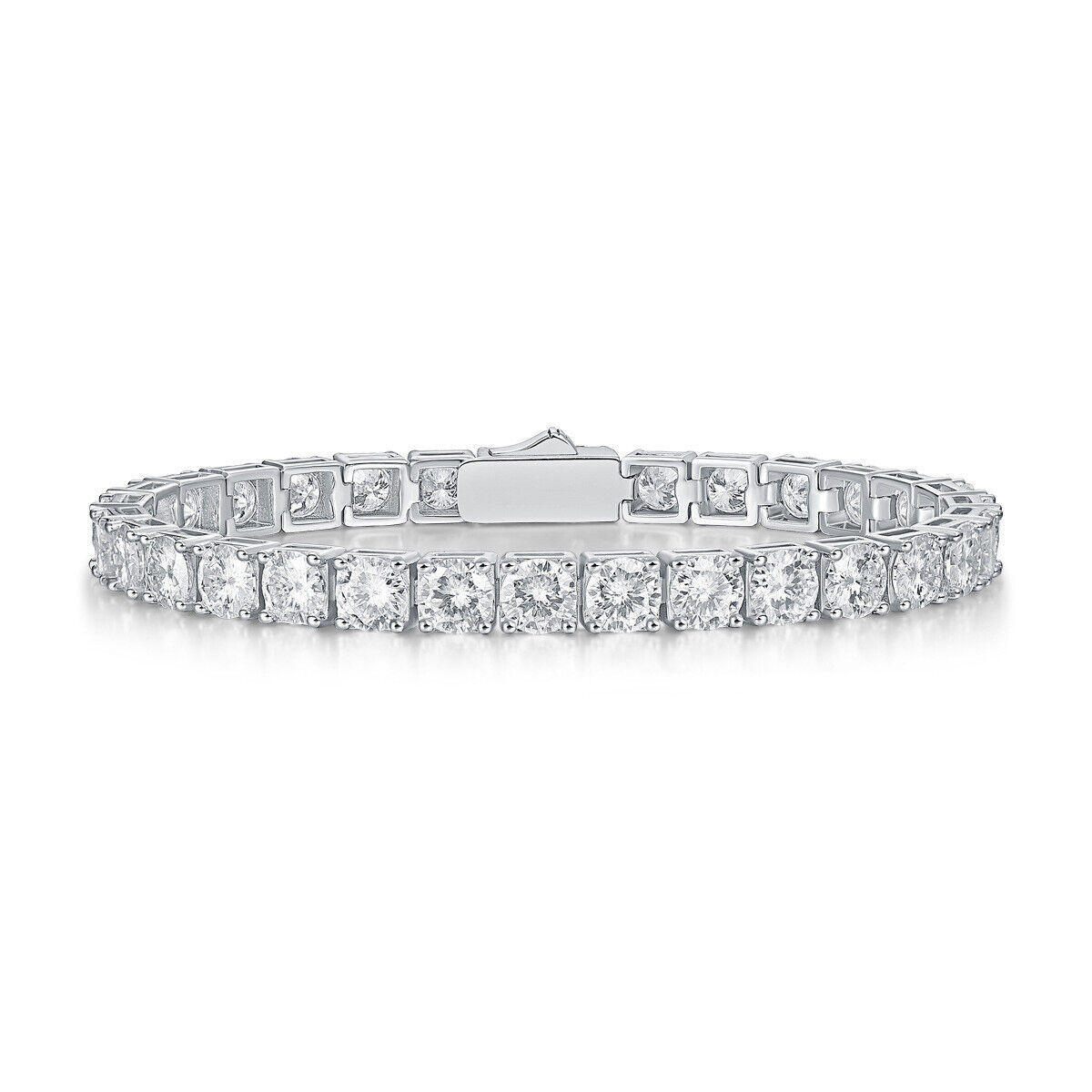 2-6 mm Round Moissanite Tennis Chain Bracelet 925 Sterling Silver PASSES TESTER!