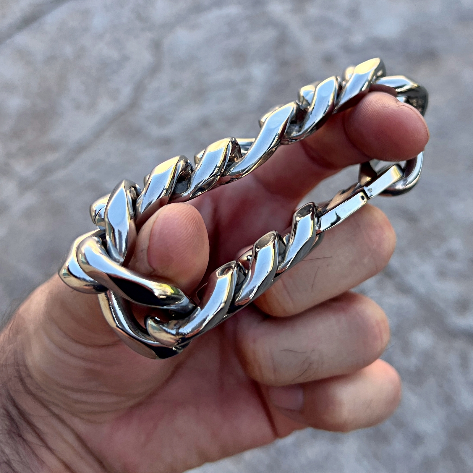 Men’s Figaro Link Bracelet Heavy 316L Stainless Steel 22MM Thick 8″-9.5″ Inch
