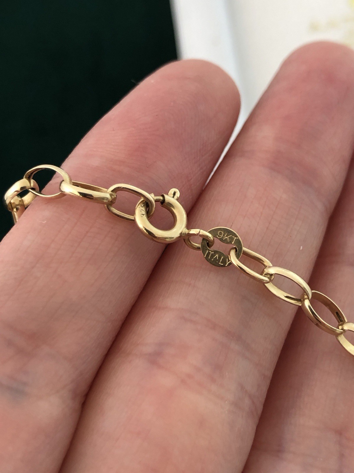 Vintage 9ct 9k Yellow Gold 375 Large Belcher Link Chain Necklace 20.5” 2.5g