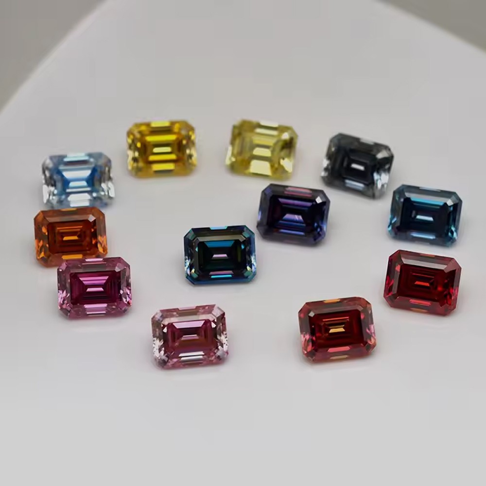 0.5-10CT Multi-color Emerald Cut Moissanite Loose Stone Gemstone for DIY Jewelry