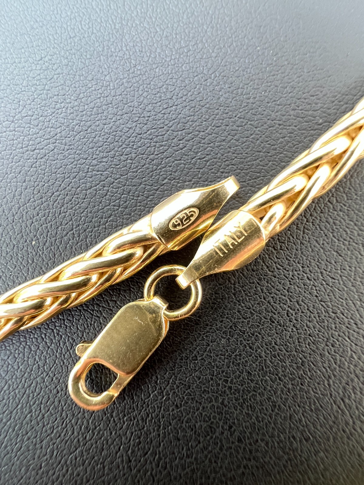 Real 14k Gold Plated 925 Sterling Silver Spiga Rope Wheat Chain Necklace 2-5mm