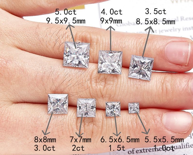 US Pass Test Princess Cut 0.1-5ct Moissanite Loose 1-5pcs GRA VVS1 Wholesale