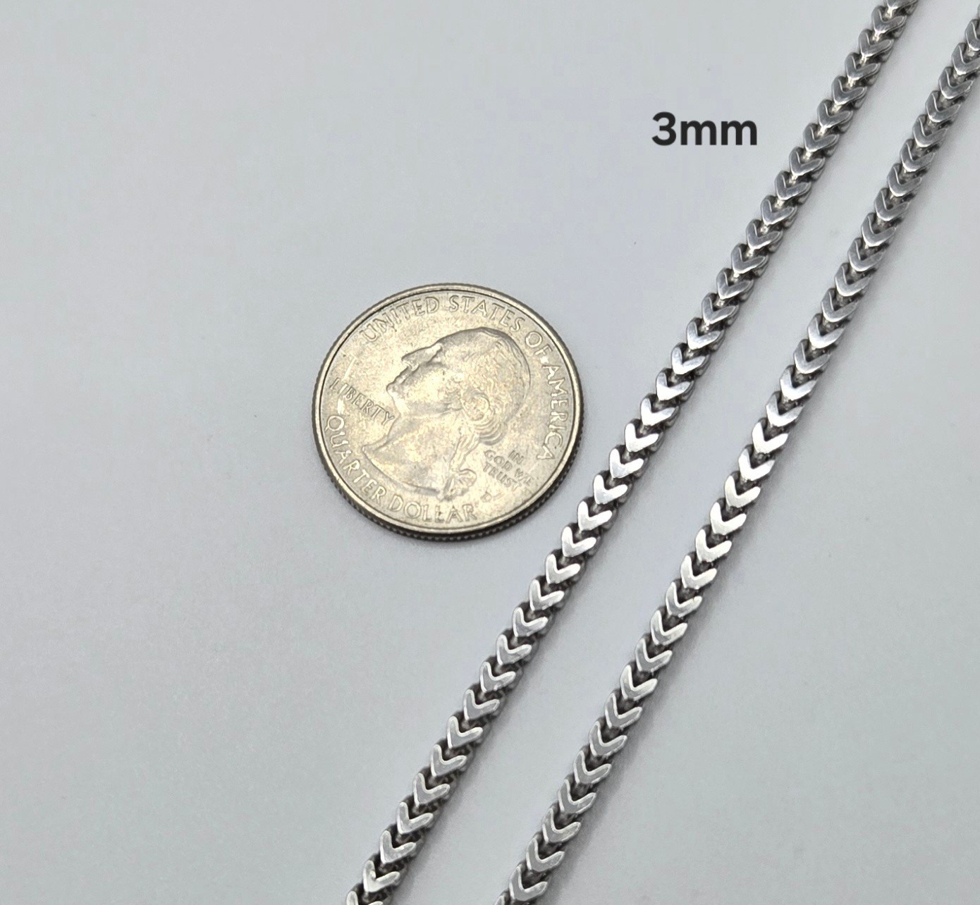 Real Franco Box Chain Necklaces RHODIUM, 2MM – 5MM, 925 Sterling Silver, Italy