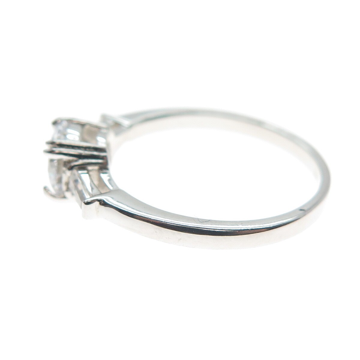 DSMK Sterling Silver Round & Tapered Baguette-Cut C Z Engagement Ring Size 6.25