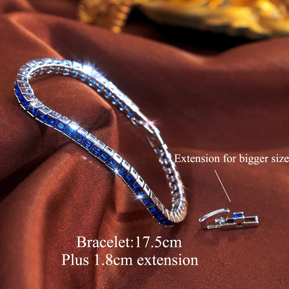 Bracelet Fashion Elegant Shiny Royal Blue Cubic Zirconia Bridal Wedding Party