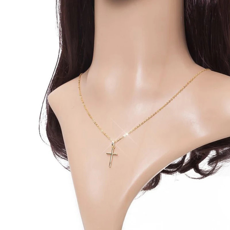 Punk Hip Hop Cross Pendant Clavicle Chain Crystal Jesus Cross Dangle Necklace Si