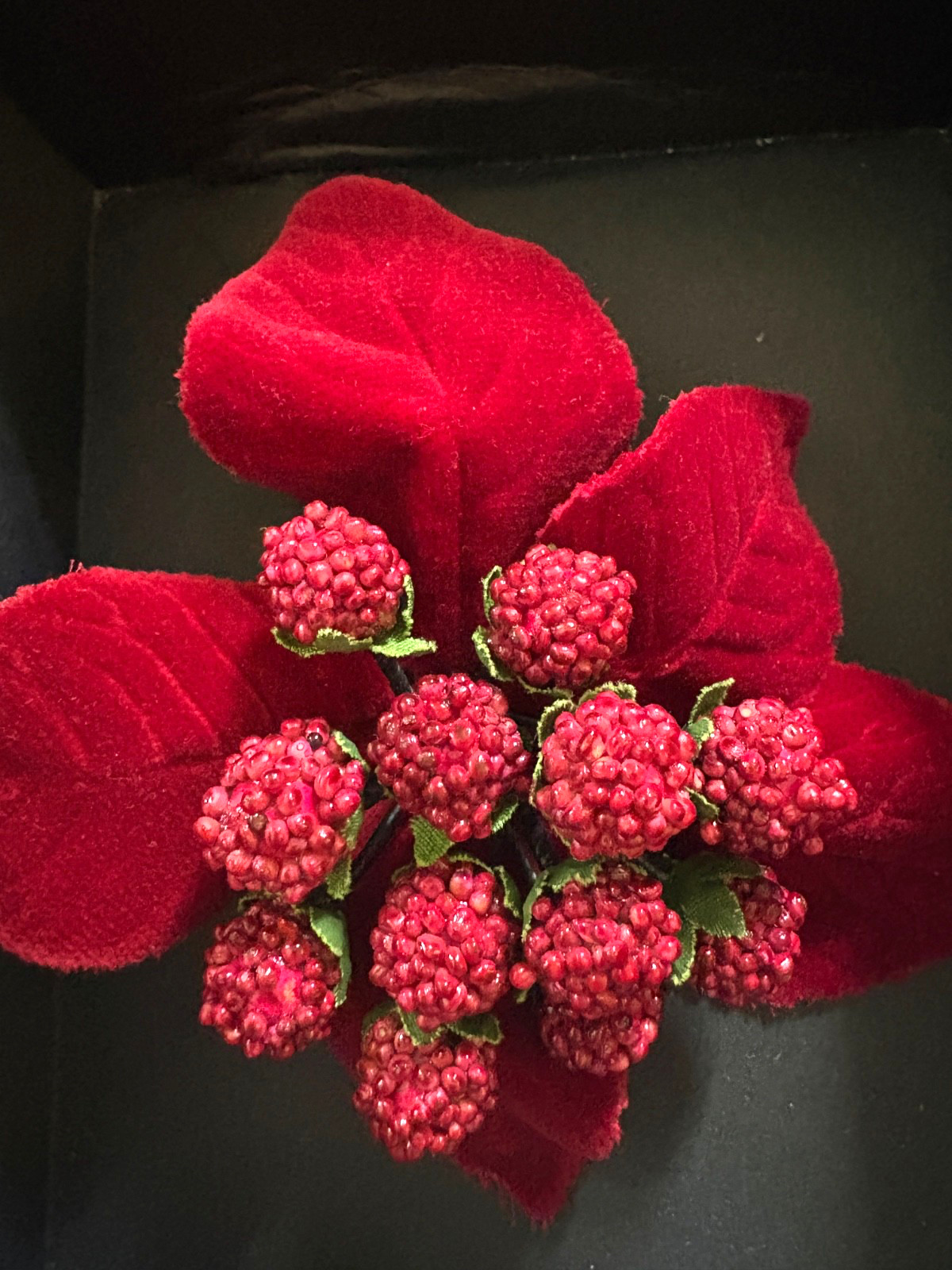 Vintage Chanel Red Berry Flower Brooch Very Good Condition