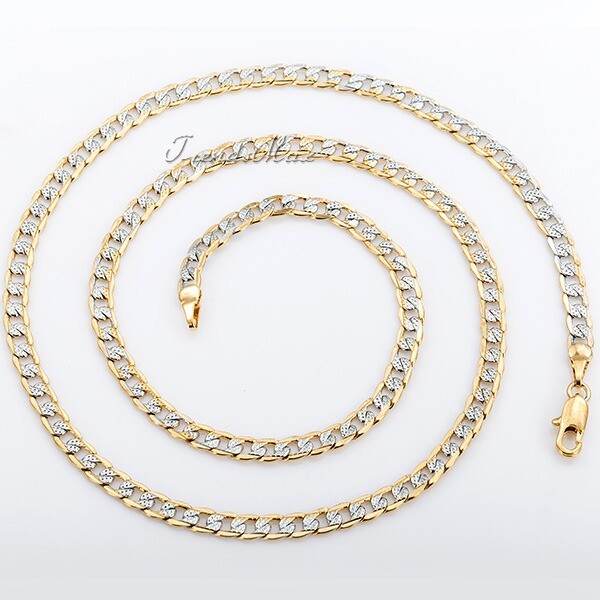 Womens Mens 4mm Diamond-Cut Curb Cuban Link Gold Plated Chain Necklace 8″-36″