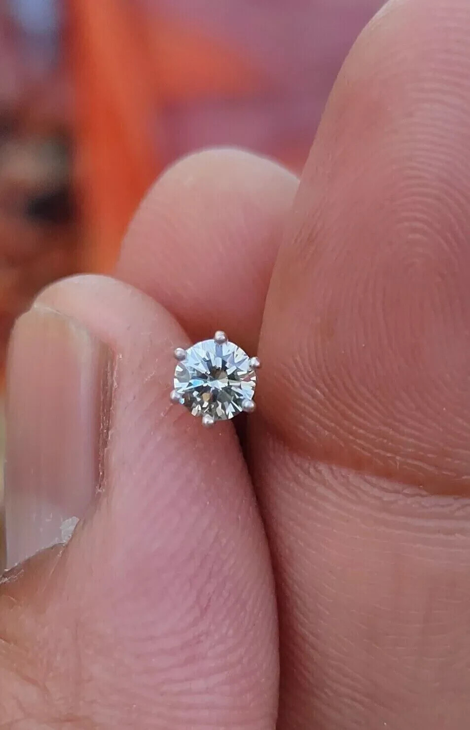 2.75MM Natural Diamond Solitaire 14K Yellow Gold Screw On Nose Pin Piercing