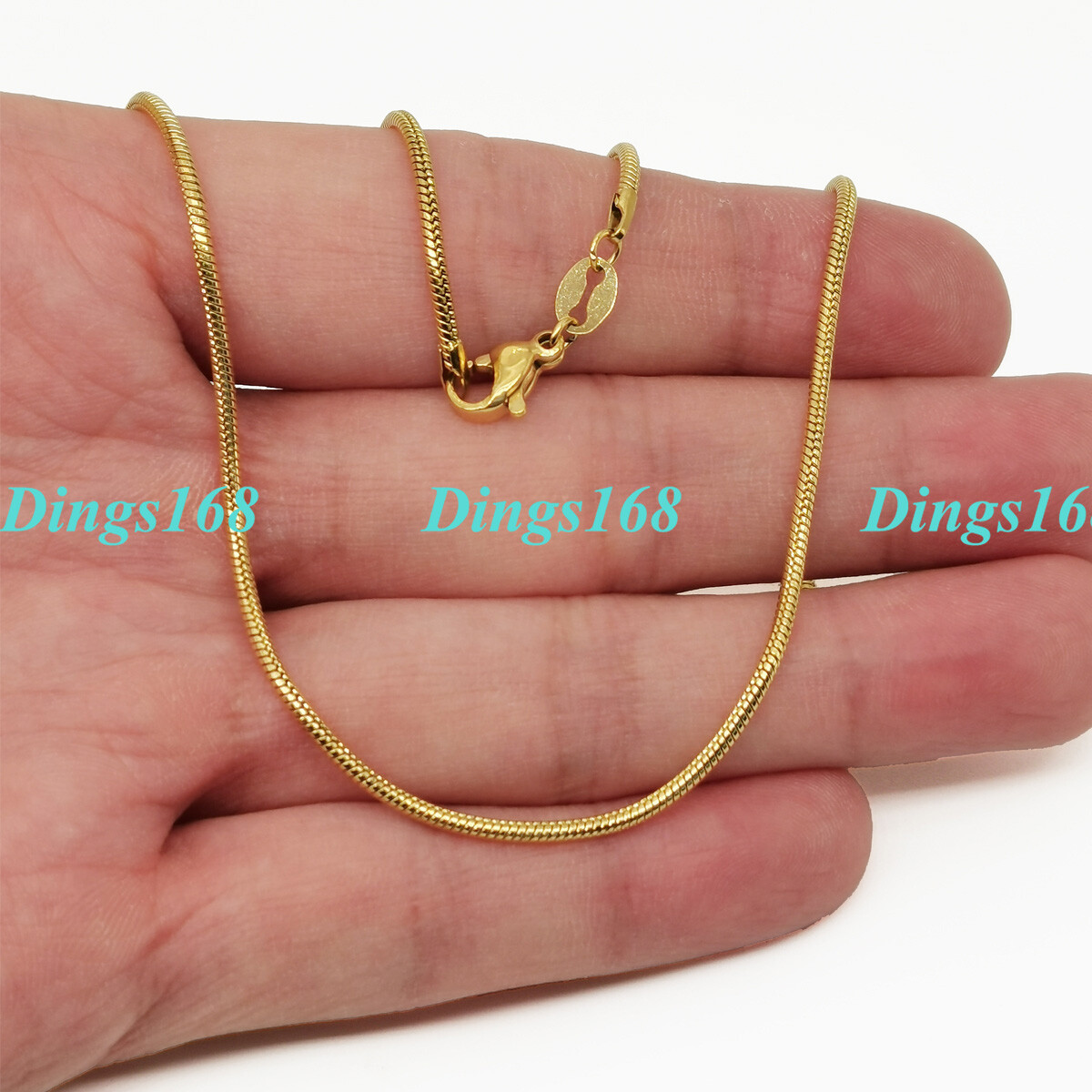Men & Women’s Unisex 18K Gold Filled Shiny Classic Italian Snake Chain Necklace