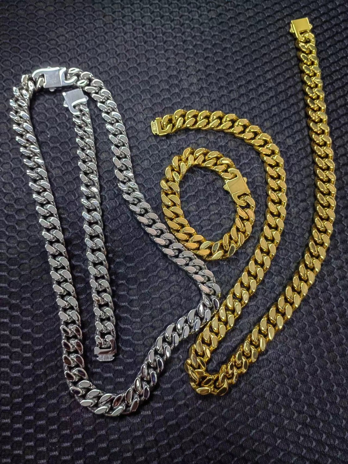 5-15mm 4-Sided Stainless Steel Miami Hip Hop Cuban Chain Necklace or Bracelet