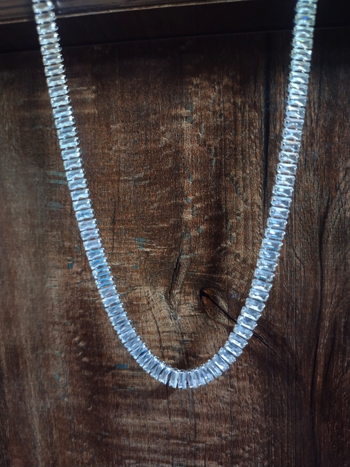 Wholesale Baguette Cut Tennis Necklace White Gold Plated Iced Out CZ Chain