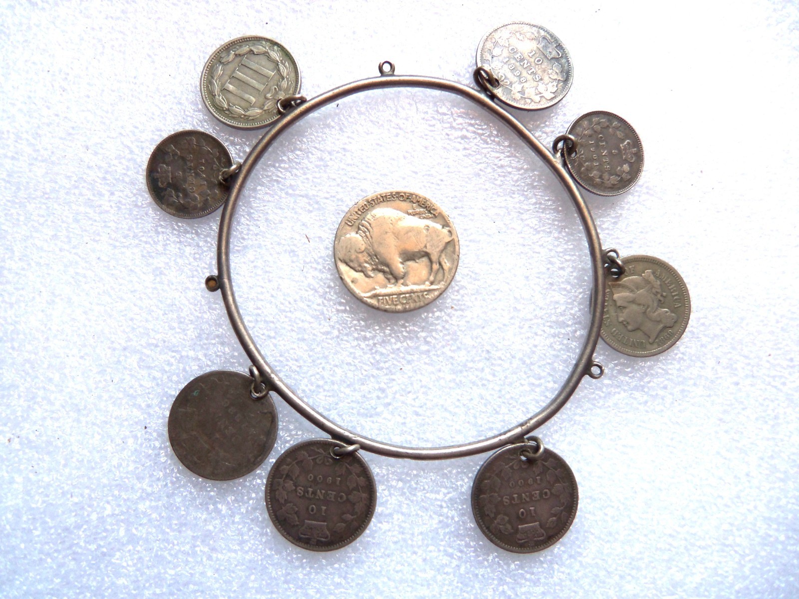 Vintage 0.900 Silver Coin Bracelet 3 Cent USA Canada or Scrap