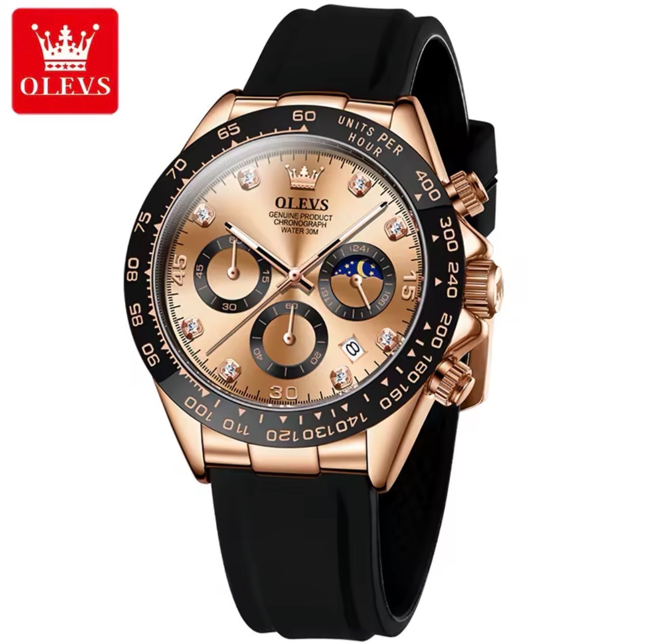 OLEVS Men’s Luxury Quartz Watch Waterproof Luminous Chronograph Date Wristwatch