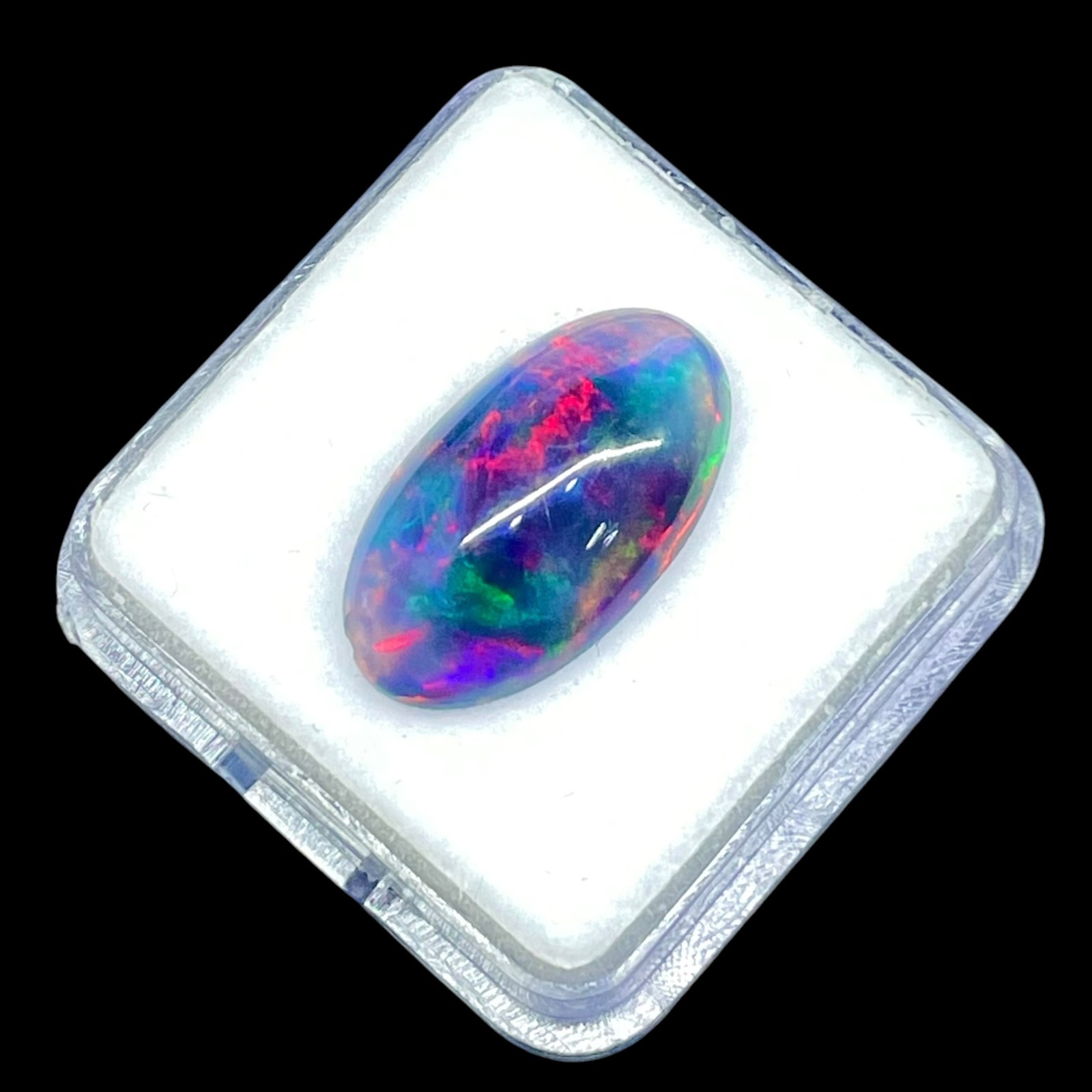 3.38 Cts Natural Black Opal 18x10mm Oval Cabochon Multi Fire Loose Gemstone