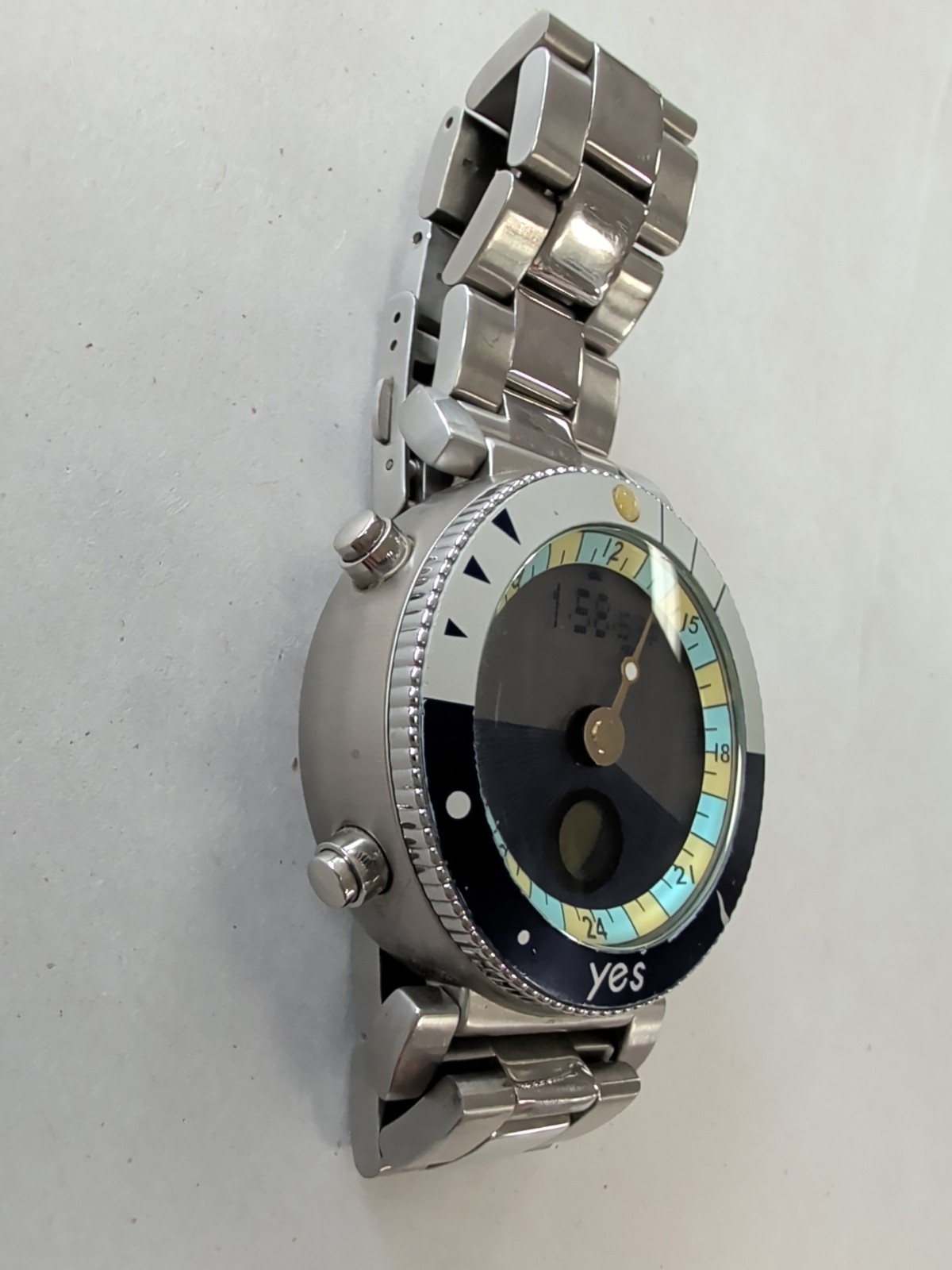 Mens YES Watch Chronograph Stainless Steel