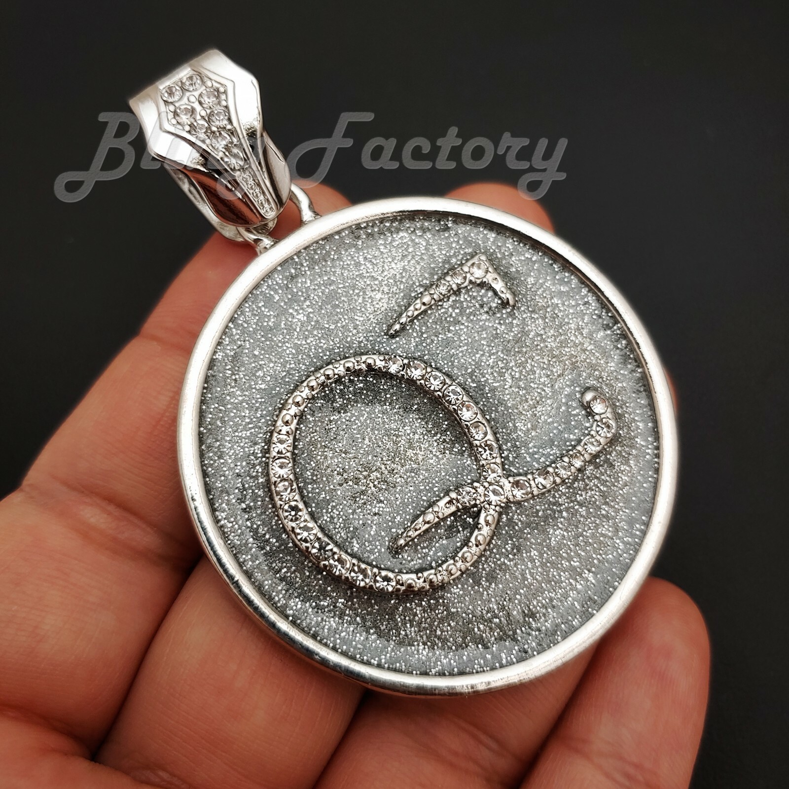 Silver Plated Alloy QC Charm 16″ ~ 24″ Iced Cubic Zirconia Cuban Chain Necklace