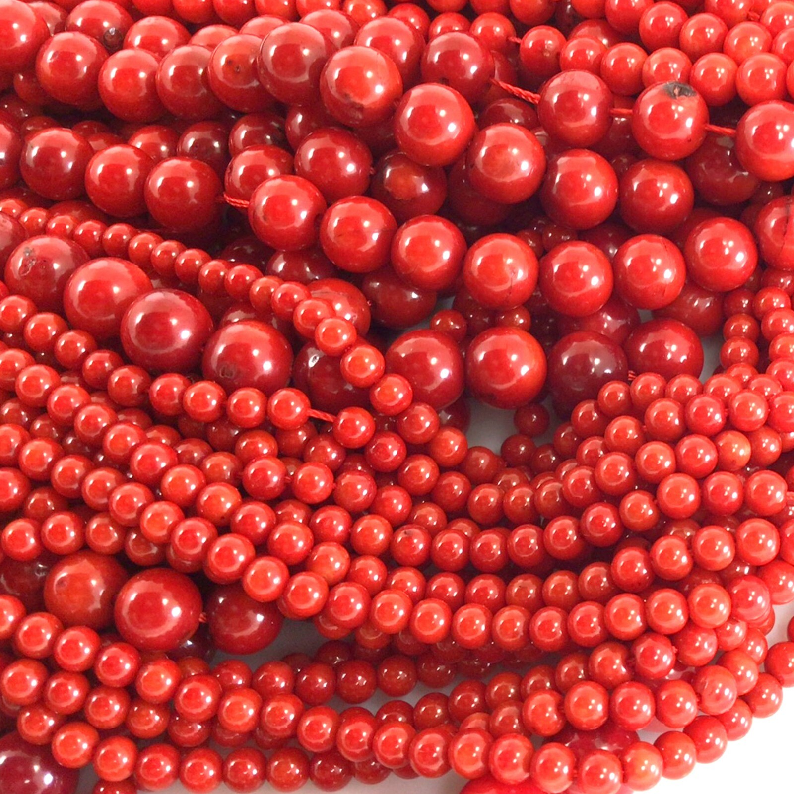 Red Sea Coral Smooth Round Spacer Loose Beads 15″ 3mm 4mm 6mm 8mm 10mm 12mm