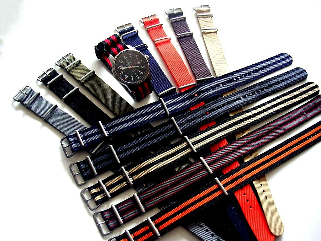NATO® Ballistic nylon watch band strap 19mm Blue-Grey G10 RAF Bond IW SUISSE 16