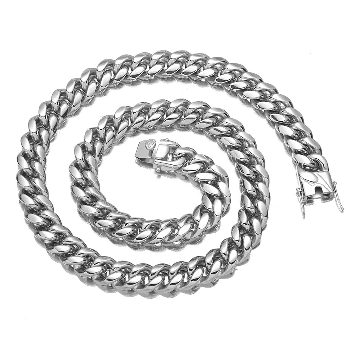 6-18mm Heavy Mens Miami Cuban Link Chain Silver Stainless Steel Necklace Gift