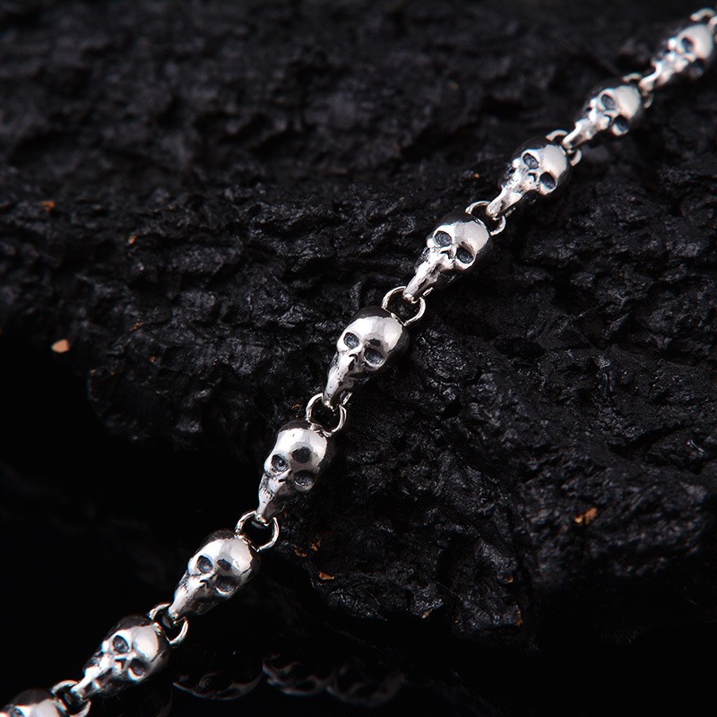 S925 Silver SKULL LINK CHAIN Necklace HEAVY Biker Gothic Statement 5mm 18″-28″