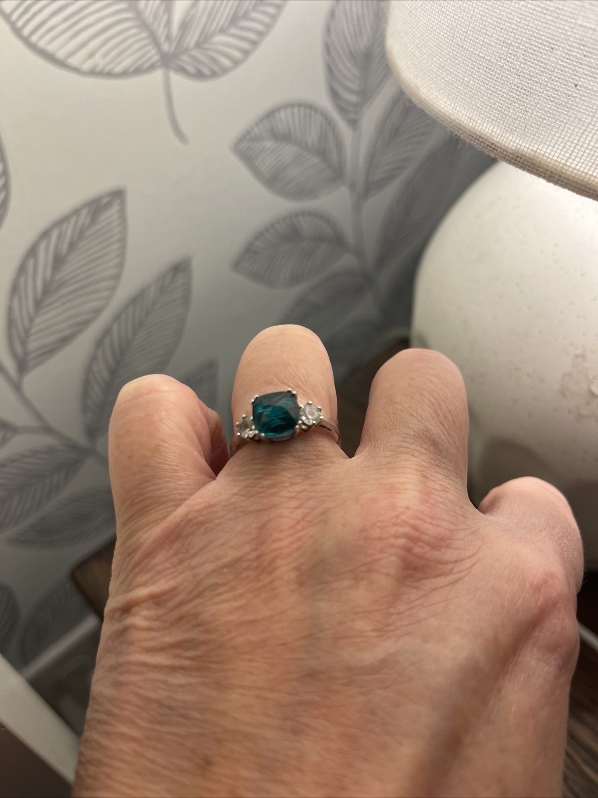 Cushion Cut Green Quartz Doublet And 4.0mm Lab Created White Sapphire Sterling s