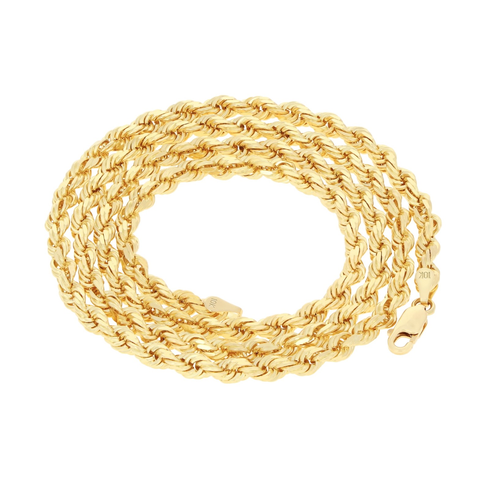 10K Yellow Gold 4mm Diamond Cut Rope Chain Bracelet Men Women 7″ 7.5″ 8″ 8.5″ 9″